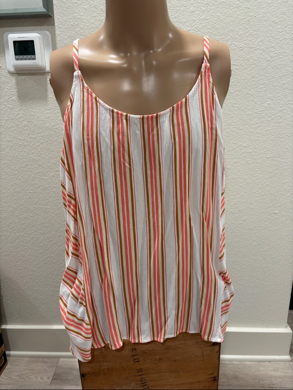 Lane Bryant Multicolor Sz 22 Cream/Orange Brown Striped Camisole 100% Rayon